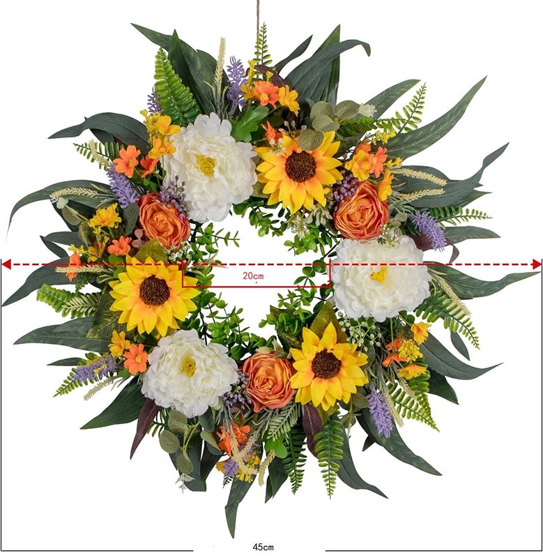 Summer Eucalyptus and Sunflower Wreath Front Door Garland Hanging Decor|Home Decor & Seasonal Wreaths