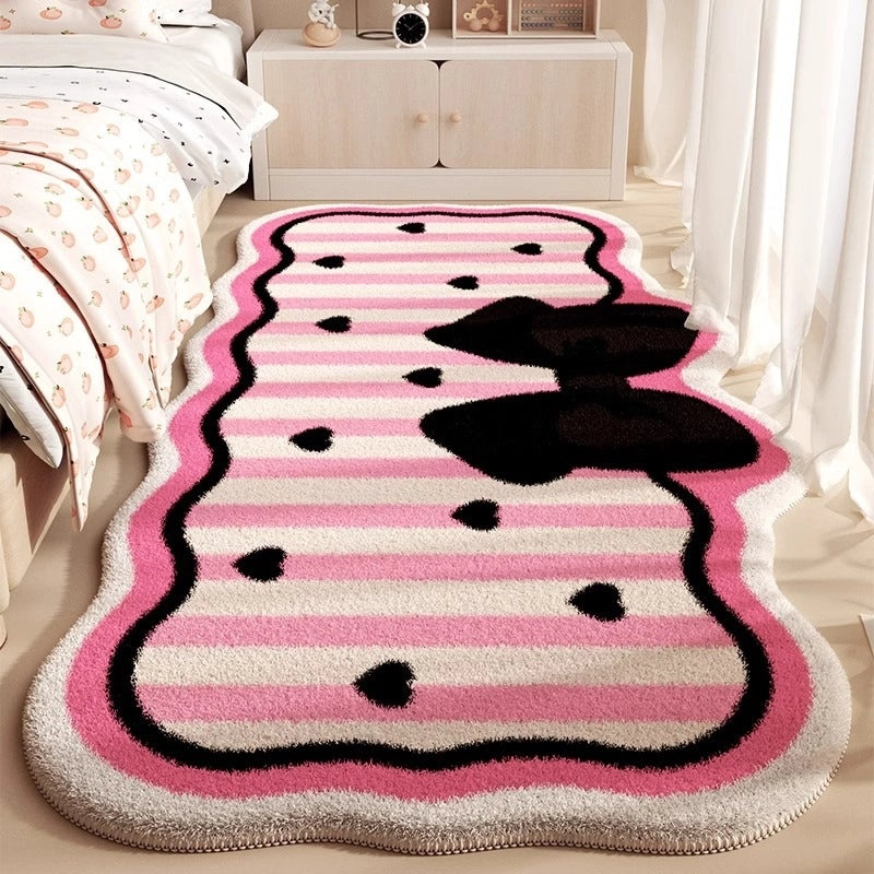 Plaid Cherry Bow Knot Faux Cashmere Bath Mat for Bathroom | Home Decor & Bath Accessories