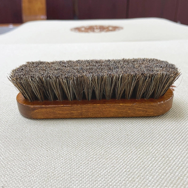 Wooden Handle Shoe Brush with Beech Wood and Horsehair for Leather and Suede Polishing | Shoe Care & Cleaning Tools