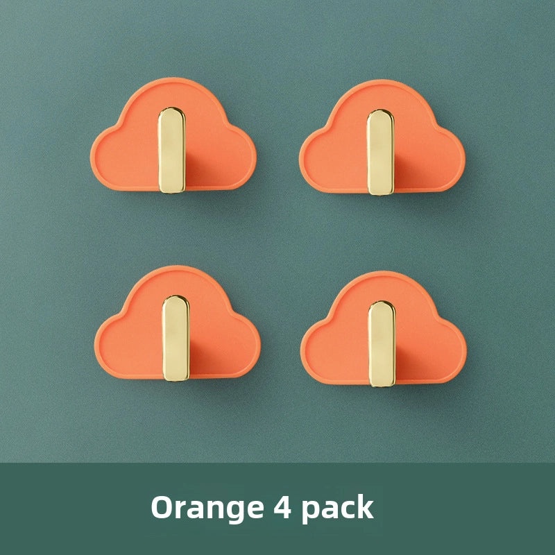 Cloud-shaped L-hook Seamless Non-perforated Wall Hook for Kitchen Bathroom Keys Bags|Home Storage & Organization