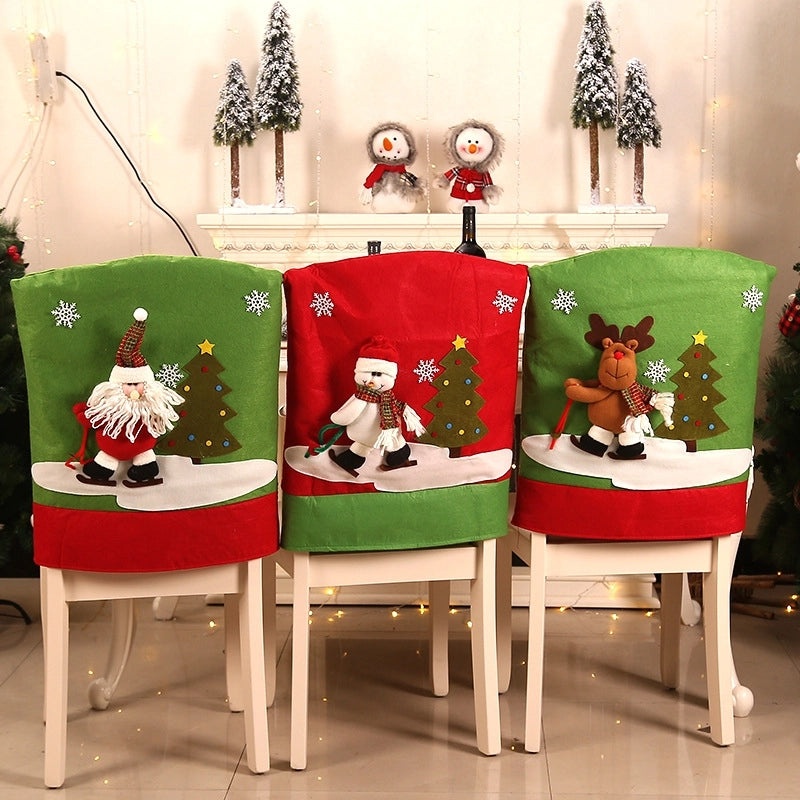 Christmas Chair Set Santa Claus Ski Design Christmas Table Decoration Party Outfit|Holiday Decorations