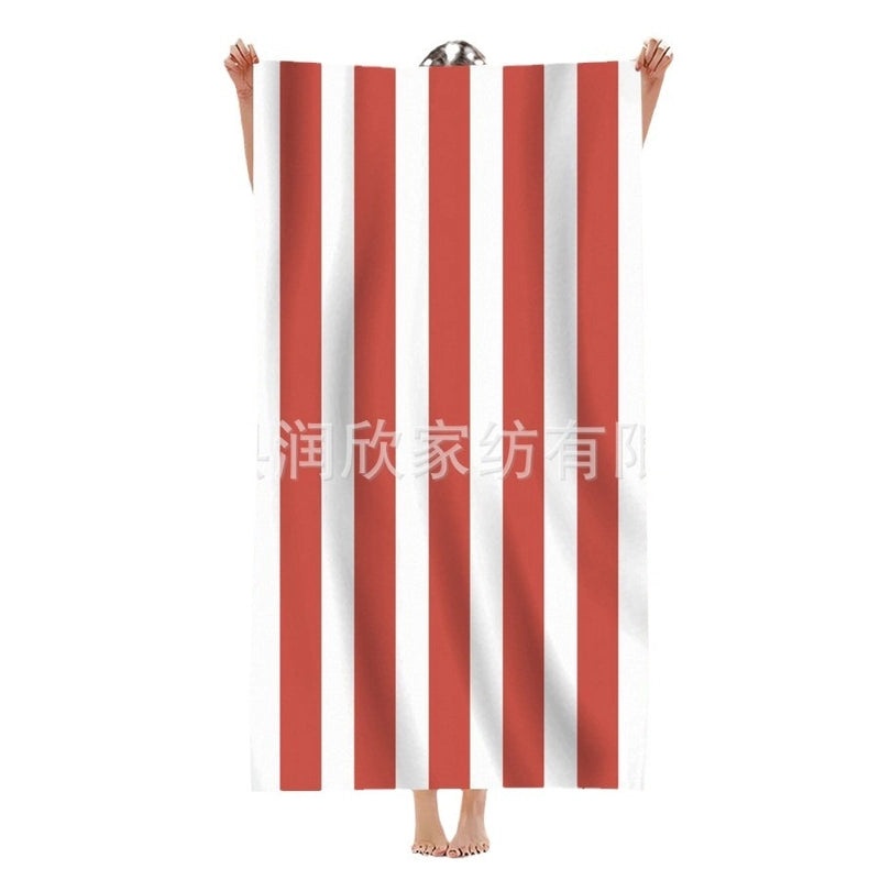 Personalized Single-Sided Velvet Microfiber Beach Towel with Striped Pattern|Beach Towels