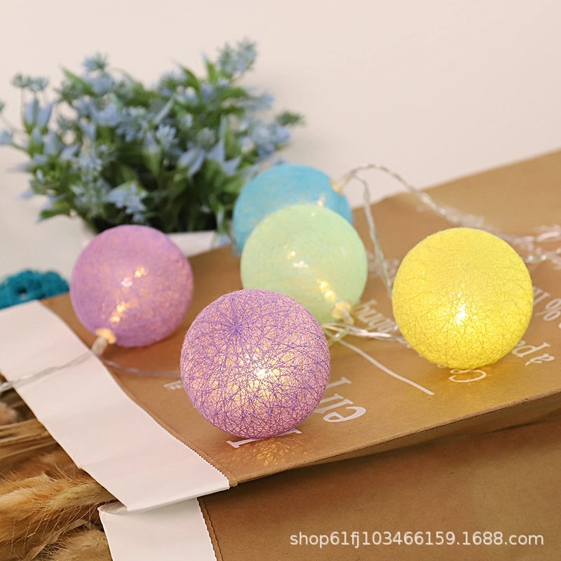 Cotton Ball LED String Lights for Kids Room Tent Party Wedding Decoration Creative Ambient Lighting|Home Decor Lighting