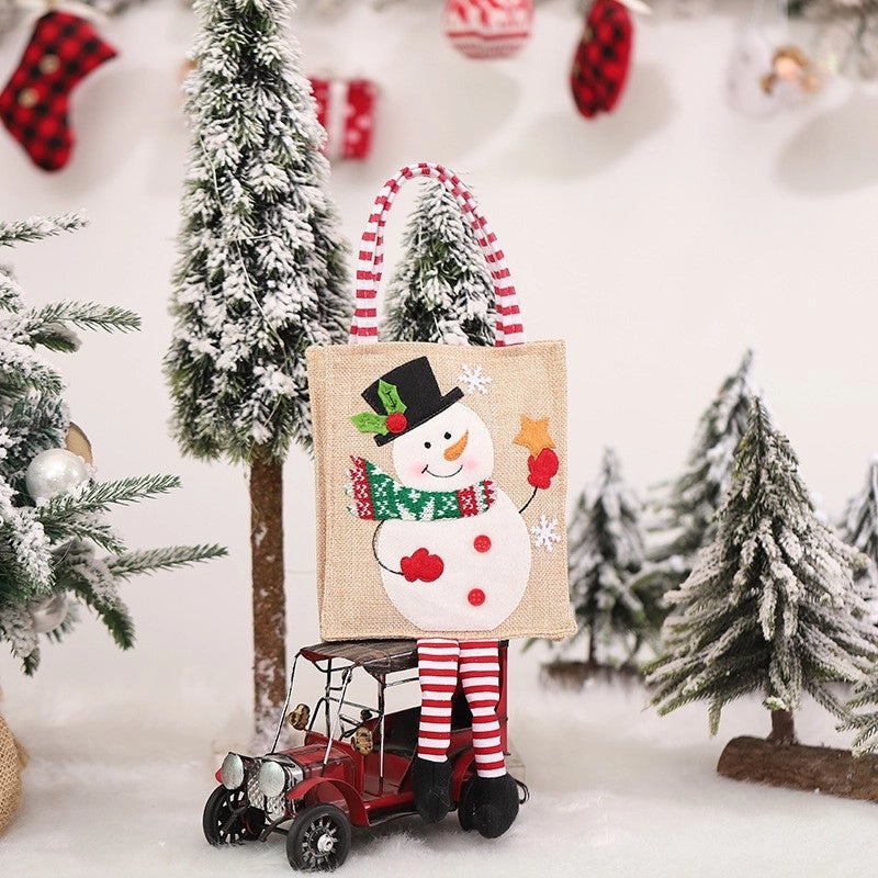 Festive Christmas Gift Bags with Santa Snowman Tree Cartoon Design|Holiday Party Supplies