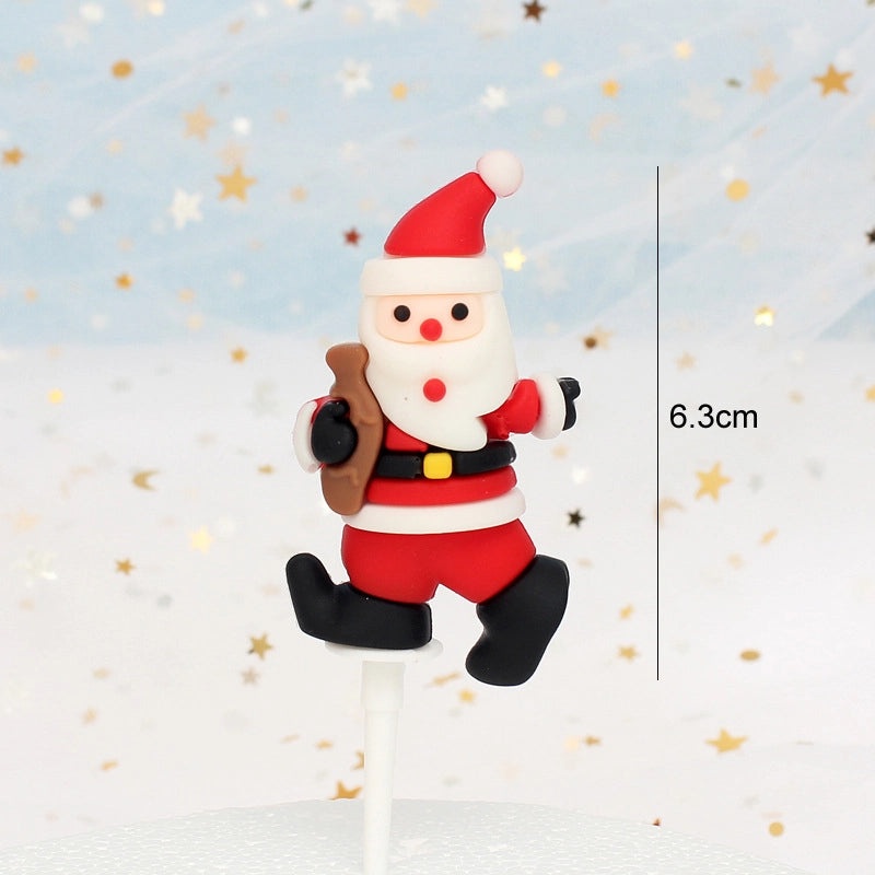Christmas Cake Decoration Set Soft Glue Plug-in Christmas Tree Santa Snowman Reindeer Holiday Decor|Christmas Cake Decorations