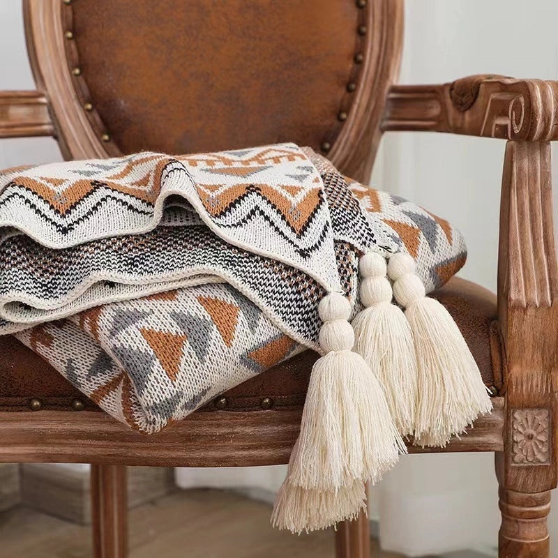 Stylish Geometric Acrylic Throw Blanket|Home Decor & Throws