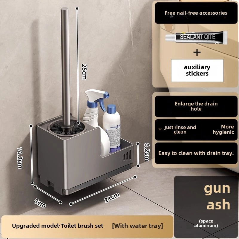 Light Luxury Wall-Mounted Toilet Brush with Storage Rack | Bathroom Accessories
