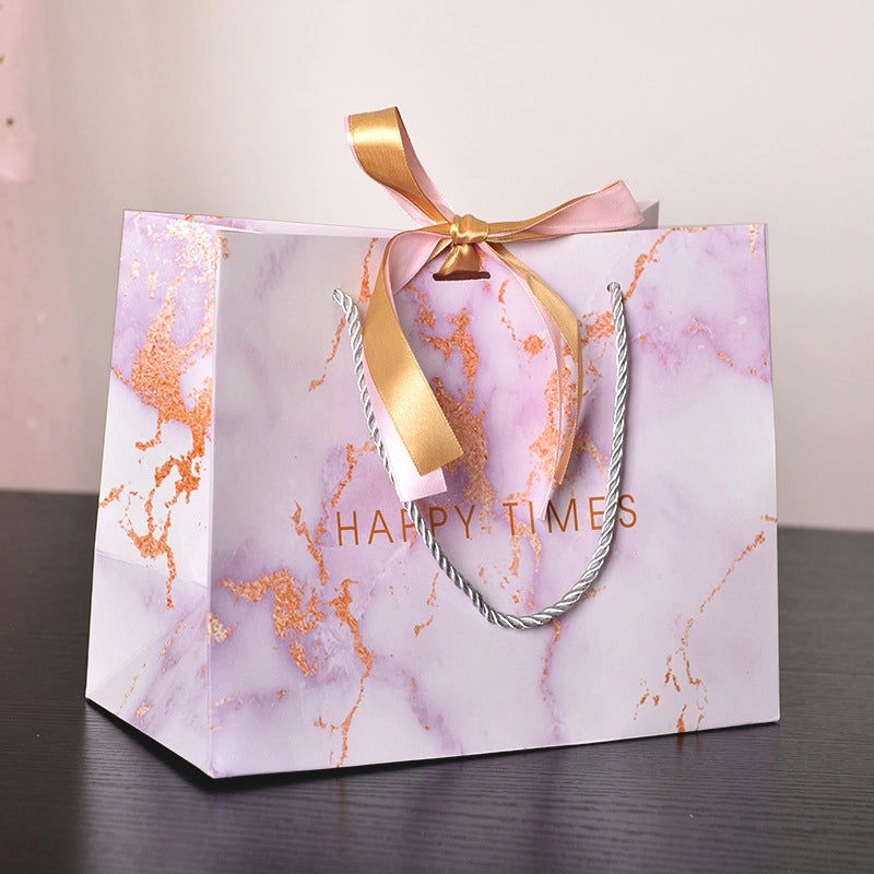 Exquisite White Cardboard Gift Bag with Double Ribbon Handles for Candy Packaging | Gift Bags & Packaging