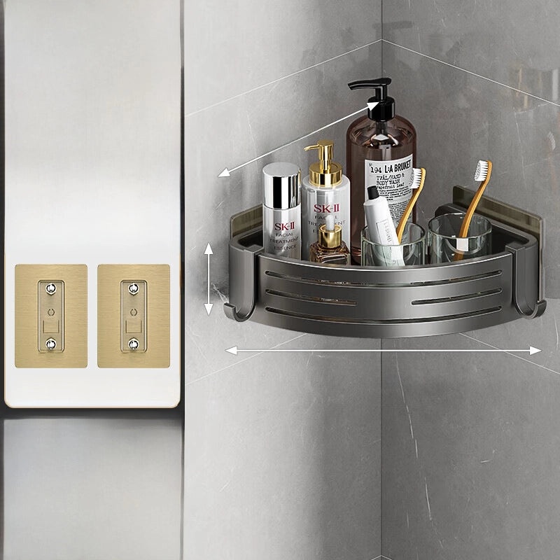 Gun Grey Wall-mounted Aluminum Towel Rack Non-drill Toilet Bathroom Hanging Storage Rod|Bathroom Storage & Organization