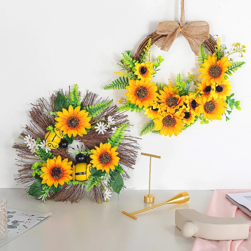 Sunflower Bee Festival Wreath for Door Decoration|Home Decor Seasonal Wreaths