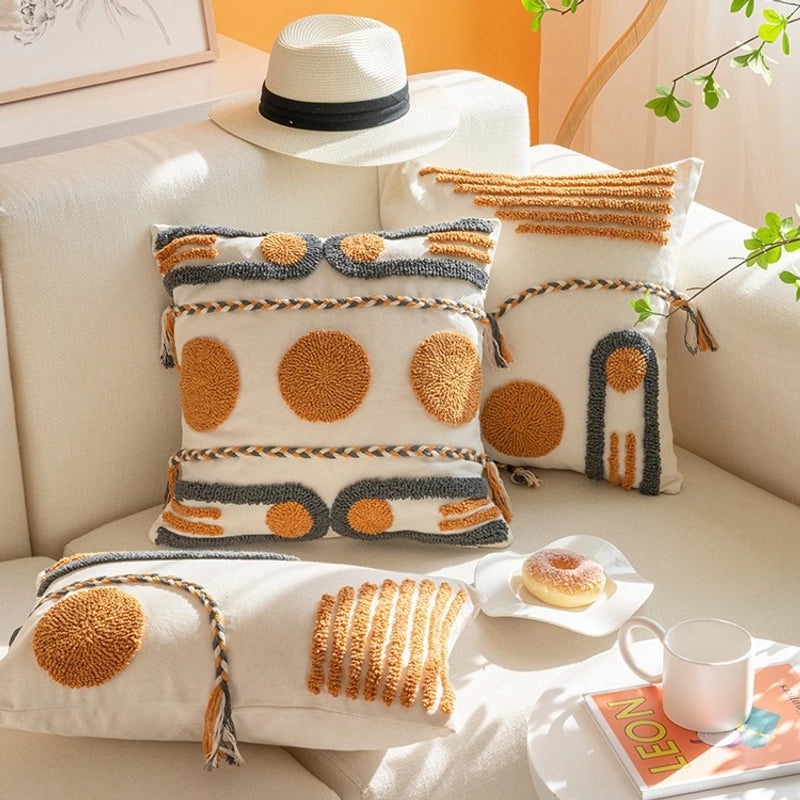 Bohemian Indian Tufted Cushion Cover Simple Nordic Style Throw Pillow for Bay Window Room Decor|Home Decor Pillows