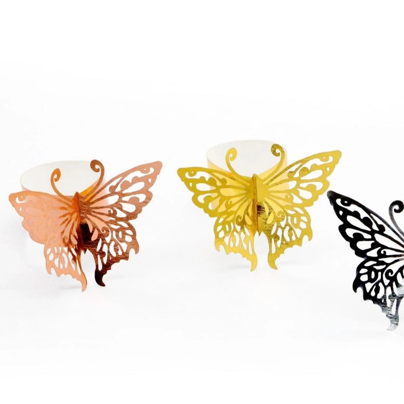 Minimalist Butterfly Napkin Rings Reflective Paper for Holidays and Daily Use|Home Decor Table Accessories
