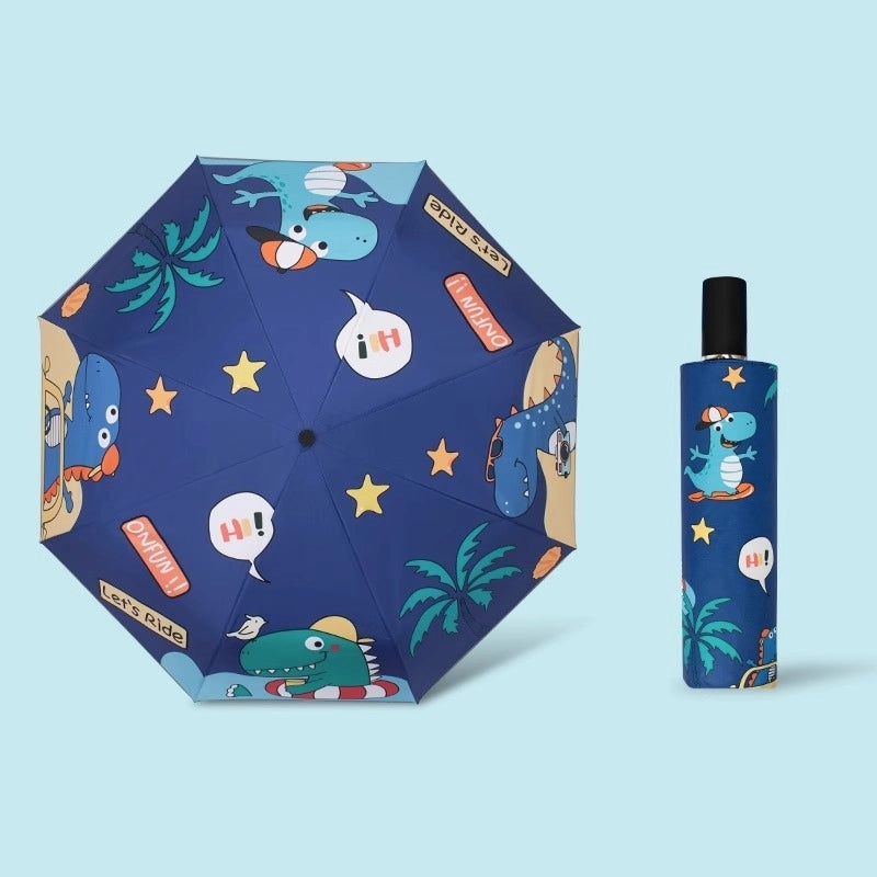 Kids Safety Anti-Rebound Folding Umbrella Cartoon Design Full Automatic Portable Dual-Use for Boys and Girls|Children's Umbrellas