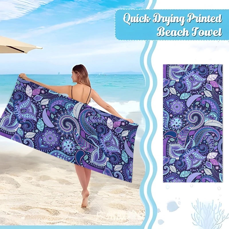 Geometric Patterned Superfine Fiber Beach Towel for Casual Use|Beach Towels & Accessories
