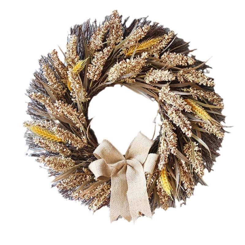 50cm Thanksgiving Wheat Garland Rattan Ring Harvest Festival Home Decor|Home Decorations