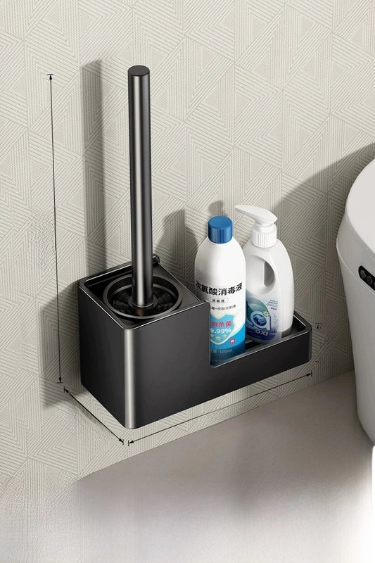Light Luxury Wall-Mounted Toilet Brush with Storage Rack | Bathroom Accessories