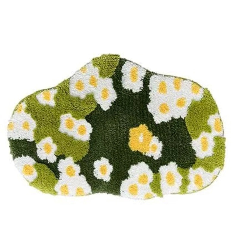 Floral Flocking Polyester Bath Rug for Casual Elegant Home Decor|Home & Living Bath Rugs