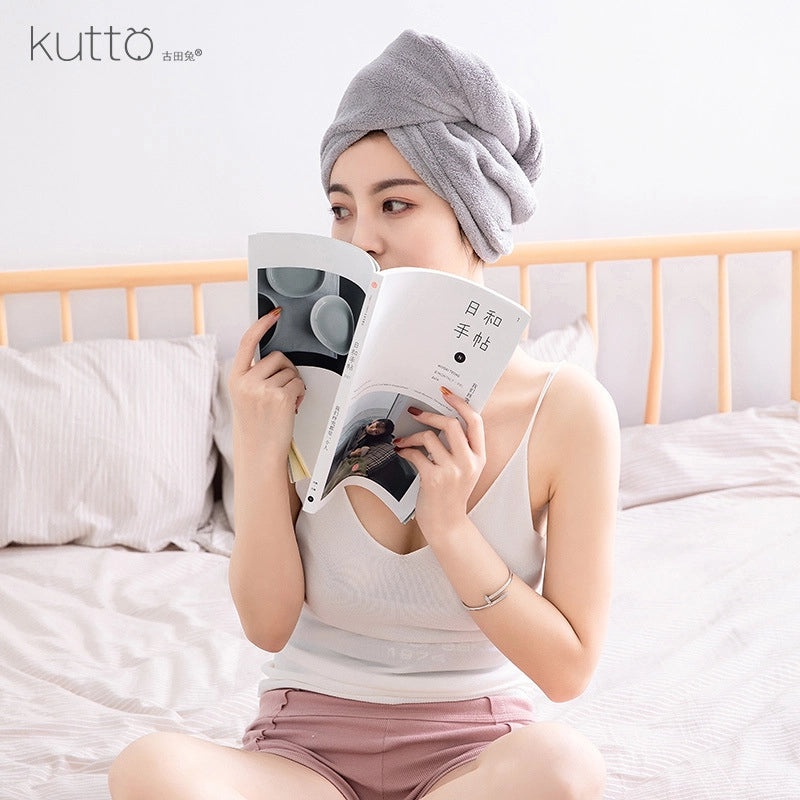 Coral Velvet Bamboo Charcoal Antibacterial Double-layer Hair Drying Towel Cap for Women | Hair Care Accessories