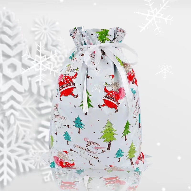 Santa Claus Drawstring Gift Bag for Christmas and Halloween Candy Packaging|Holiday Party Supplies