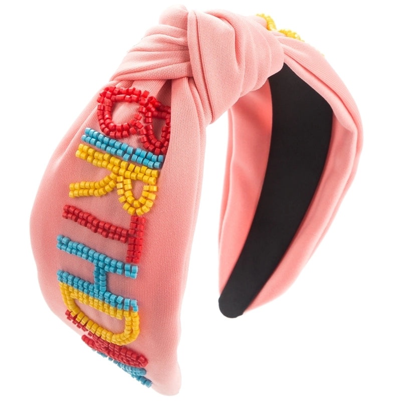 Classic Women's Vacation Beaded Hair Band with Alloy Letters and Cloth Seed Beads|Hair Accessories
