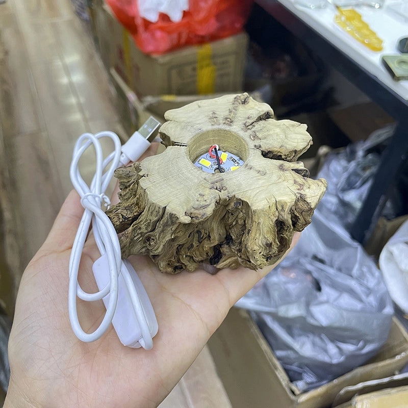 LED Crystal Ball with Wooden Stump Base USB Night Light for Desktop Decoration|Home Decor & Lighting