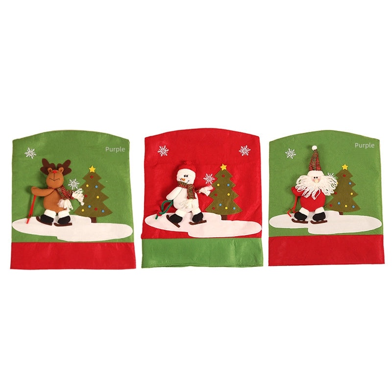 Christmas Chair Set Santa Claus Ski Design Christmas Table Decoration Party Outfit|Holiday Decorations