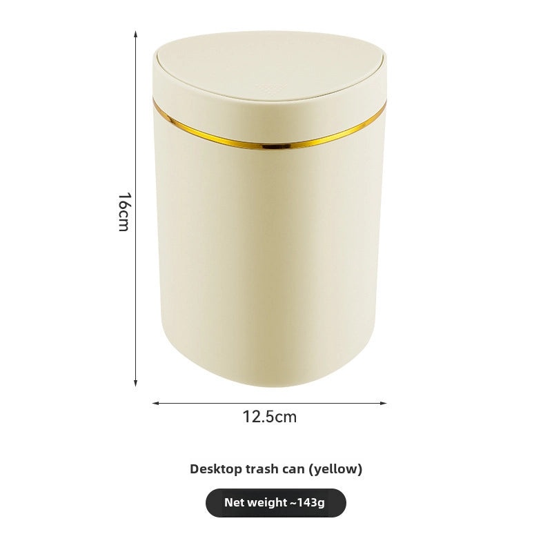 Modern Minimalist Push-Lid Small Desktop Trash Bin for Office Living Room Study | Home & Office Accessories