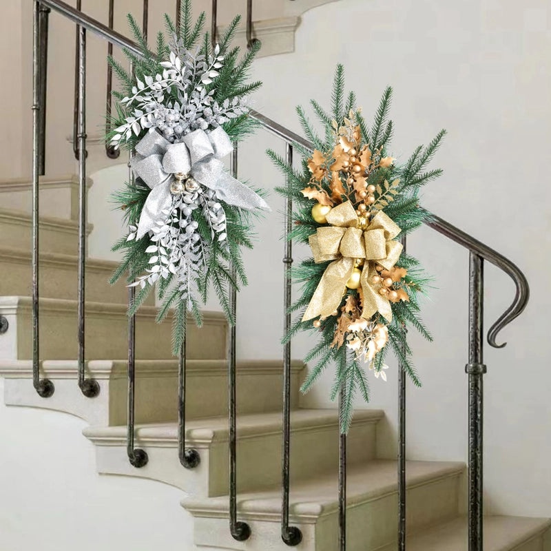 Nordic Christmas Bow Door Hanging Decoration for Home and Stairs | Holiday Home Decor