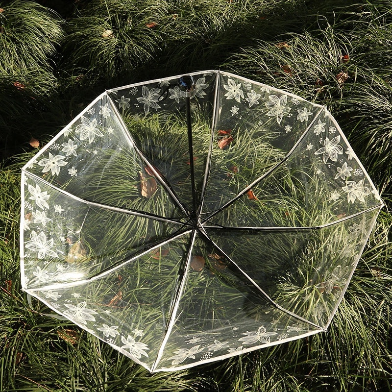 Cute Transparent Cartoon Umbrella Thickened Clear Student Rain Gear for Outdoor Photoshoot | Umbrellas & Rain Gear