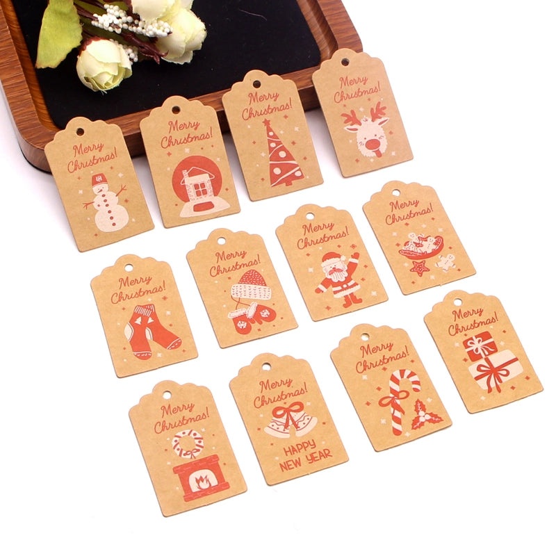 100 PCS Christmas Jewelry Packaging Cards Minimalist Letter Design|Jewelry Packaging Supplies