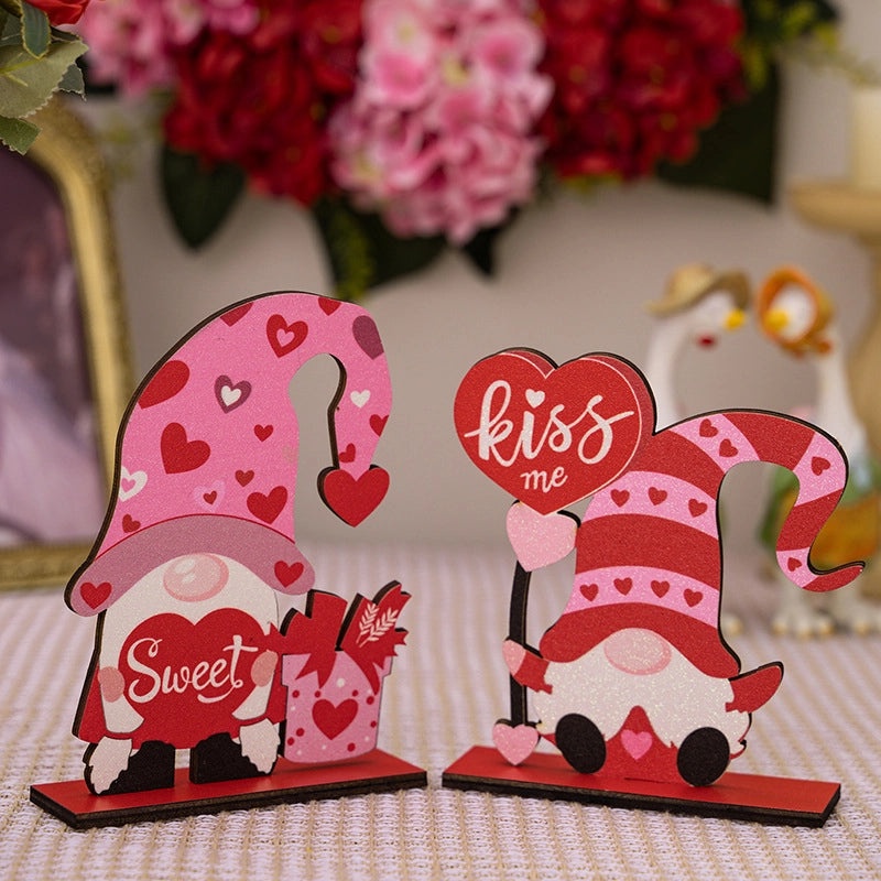 Valentine’s Day Heart Shaped Plywood Indoor Date Ornament Rudolph Doll Table Decor|Home Decor