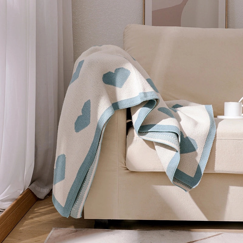 Cute Heart Stripe Acrylic Blanket for Cozy Bedding|Home & Living Bedding