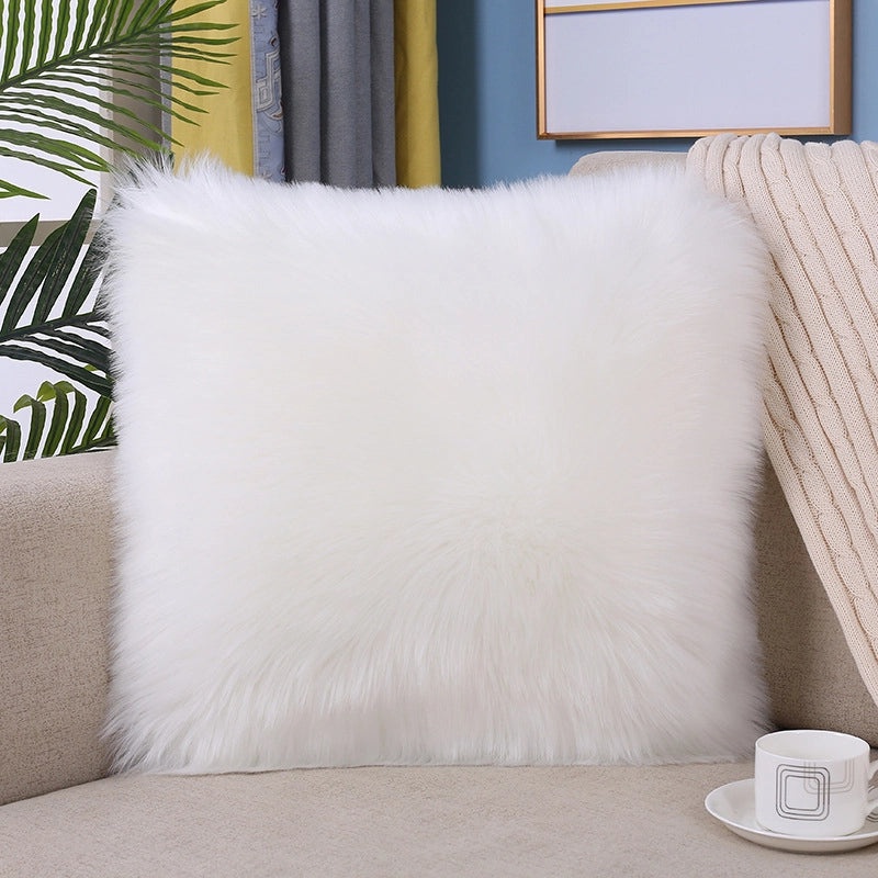 Nordic Plush Pillow Soft Solid Color Faux Wool Cushion Cover for Sofa Bedside Decorative Cushion|Home Decor Cushions