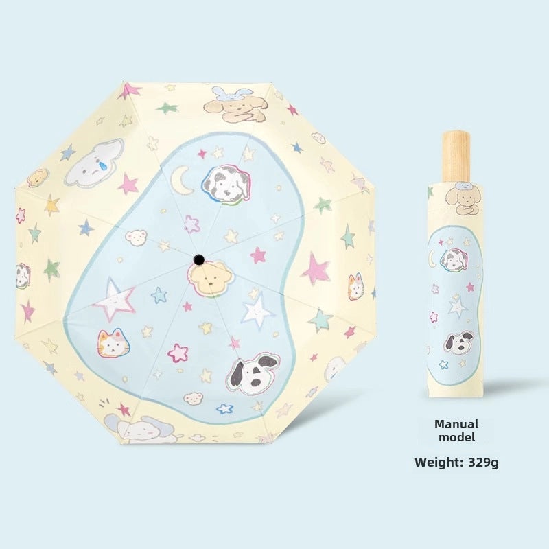 Dual-use Automatic Folding Umbrella for Women | Sun & Rain Protection UV Shield | Portable High-Grade Black Coating | Umbrellas