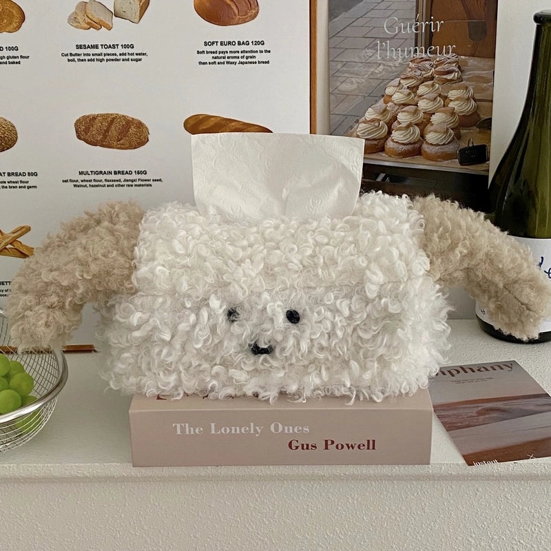 Adorable Plush Puppy Tissue Box Holder Cute Desktop Paper Container for Dorm Room Living Room Decor|Home Decor