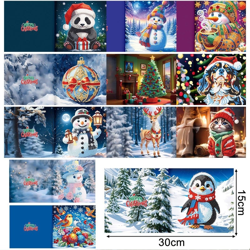 Christmas Diamond Painting DIY Greeting Card with Stickers and Hand Drill | Craft Supplies