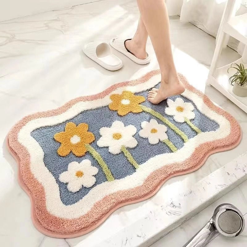 Geometric Floral Cashmere Feel Carpet for Bedding | Home Decor