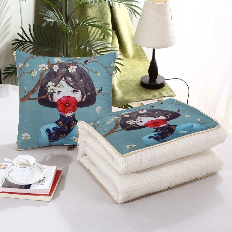 Custom Logo Pillow Quilt Dual-use Car Cushion & Sleeping Blanket Four-season Thin Blanket Gift Printing|汽车配件