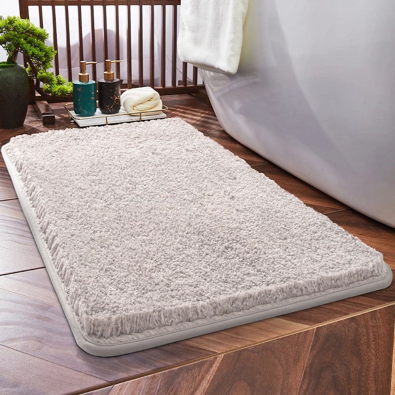 Solid Color Non-Slip Bathroom Door Mat Thickened Absorbent Fiber Floor Mat|Home & Living Bath Accessories