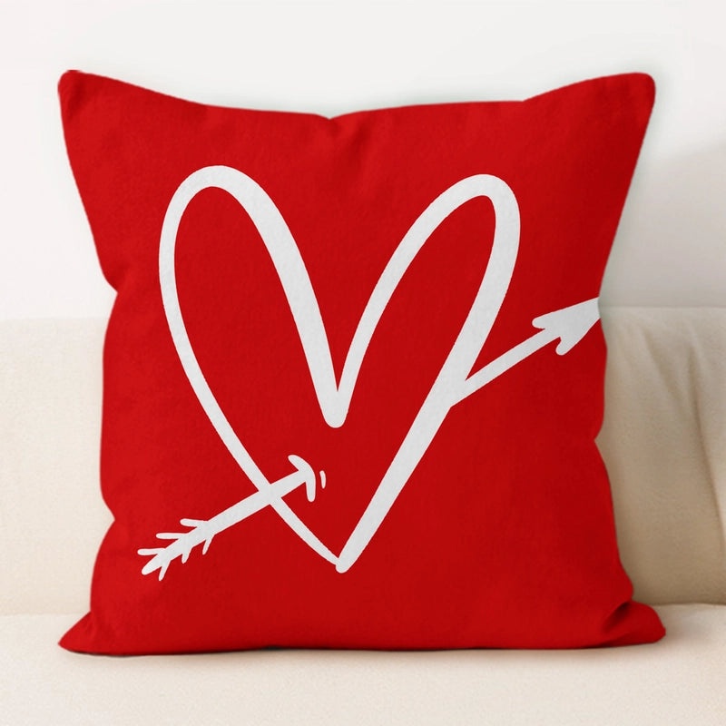 Valentine's Day Minimalist Letter Plush Throw Pillow Cover for Couch and Sofa Decor | Home Decor & Pillows