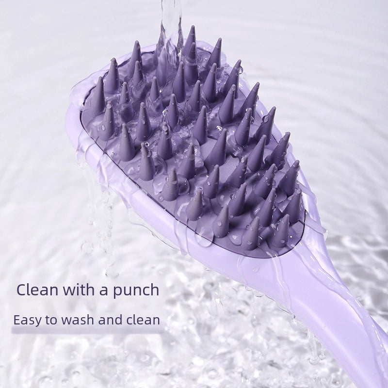 Silicone Ginkgo Leaf Scalp Massager Comb with Long Handle for Shampooing | Hair Care Tools