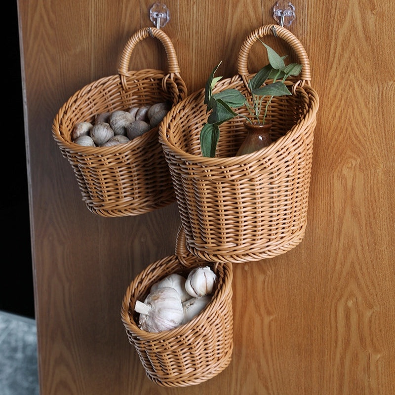 Japanese-style Wall Hanging Storage Basket for Kitchen and Bathroom Onion, Ginger, Garlic, and Key Organizer|Home Storage & Organization