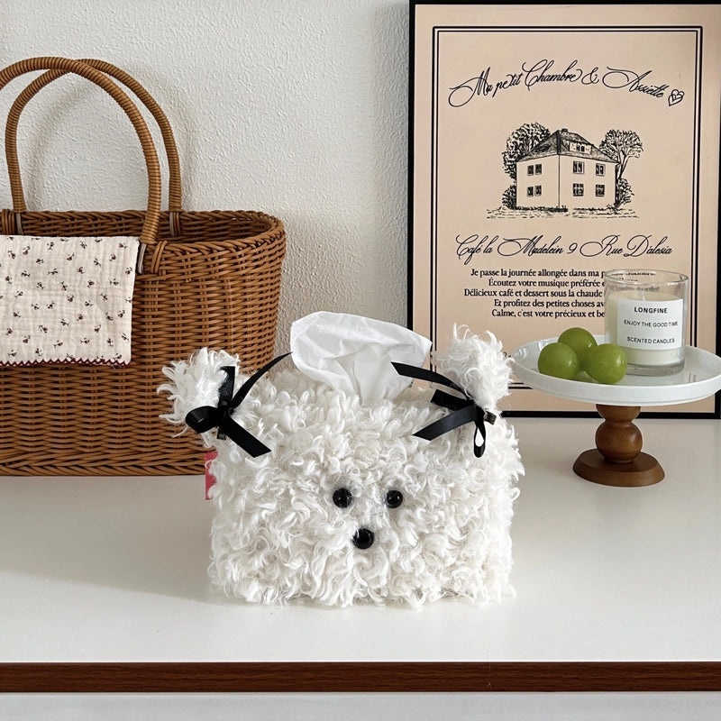 Adorable Plush Puppy Tissue Box Holder Cute Desktop Paper Container for Dorm Room Living Room Decor|Home Decor
