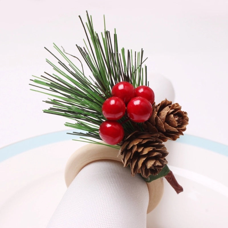 Festive Pine Cone Wooden Christmas Party Table Decor | Holiday Home Decorations