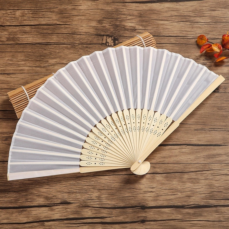 7-inch White Silk Folding Fan with Plain Surface for Wedding DIY Printing Advertising|Home Decor & Crafts