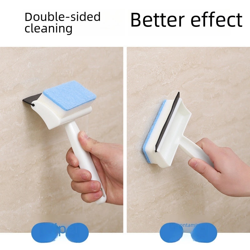 Window Glass Scraper and Tile Cleaning Brush Two-in-One Double-Sided Sponge Wiper | Home Cleaning Tools