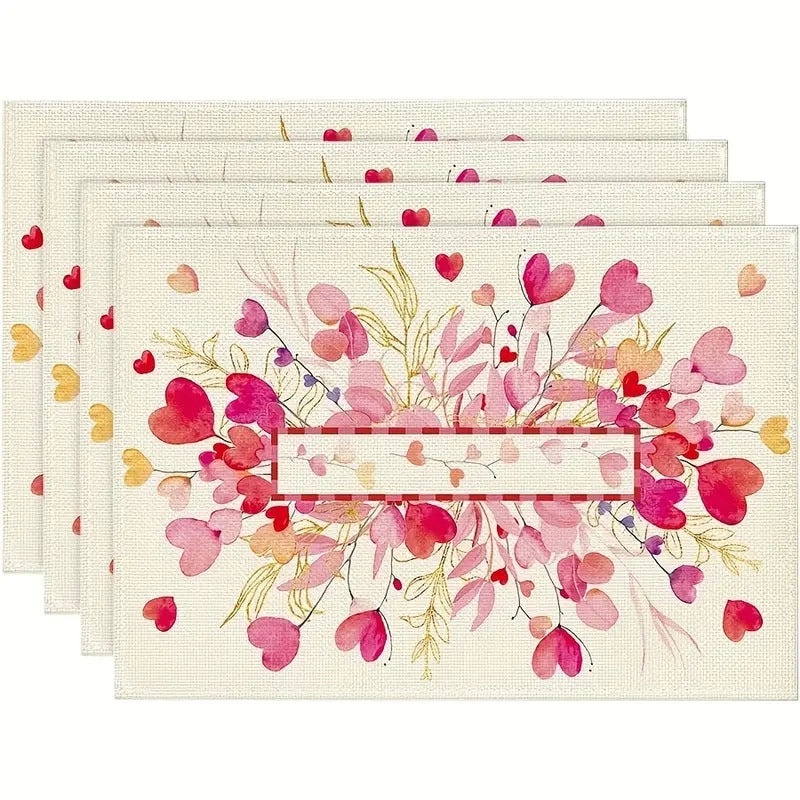 Romantic Heart-Shaped Rose Linen Cotton Blend Pillow Cover|Home Decor Accessories