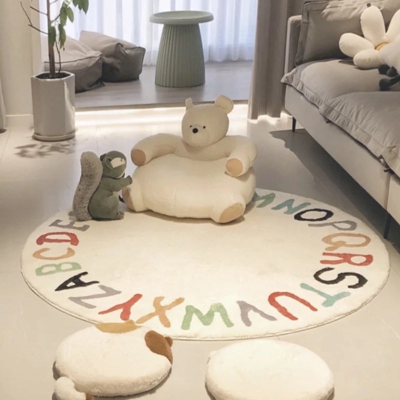 Round Letter Pattern Thick Imitation Cashmere Carpet for Living Room Bedroom Study Kids Floor Mat|Home Decor Rugs