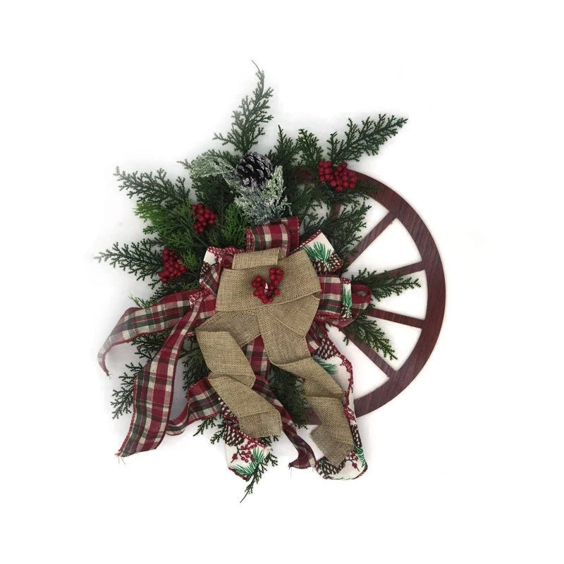 Meimei Wooden Wheel Ornament Hanging Decoration for Door Window Christmas Holiday Garland Pendant|Home Decor Accessories