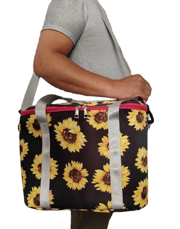 Stylish Rabbit Floral Leopard Print Canvas Picnic Tote with Aluminum Foil Lining|Outdoor & Picnic Bags